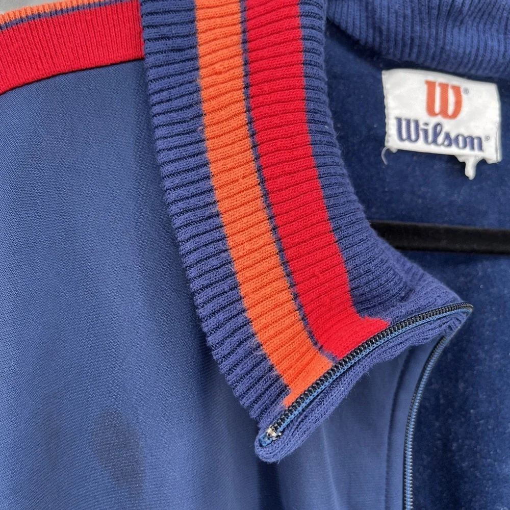 Vintage Wilson Full Zip Warmup Track Jacket Ring Collar Retro Sportswear Mens XL
